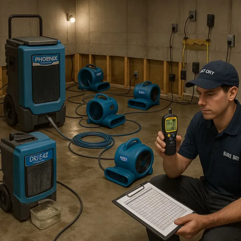 Structural Drying and Dehumidification process in Stuarts Draft, VA